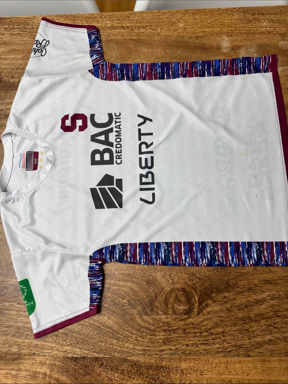 liberty White Kids Short Sleeve Tee with Maroon and Blue Accents